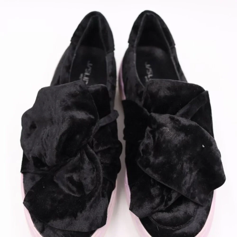 Jslides Velvet Black Bow Velour Platform Slides 9 Annabell